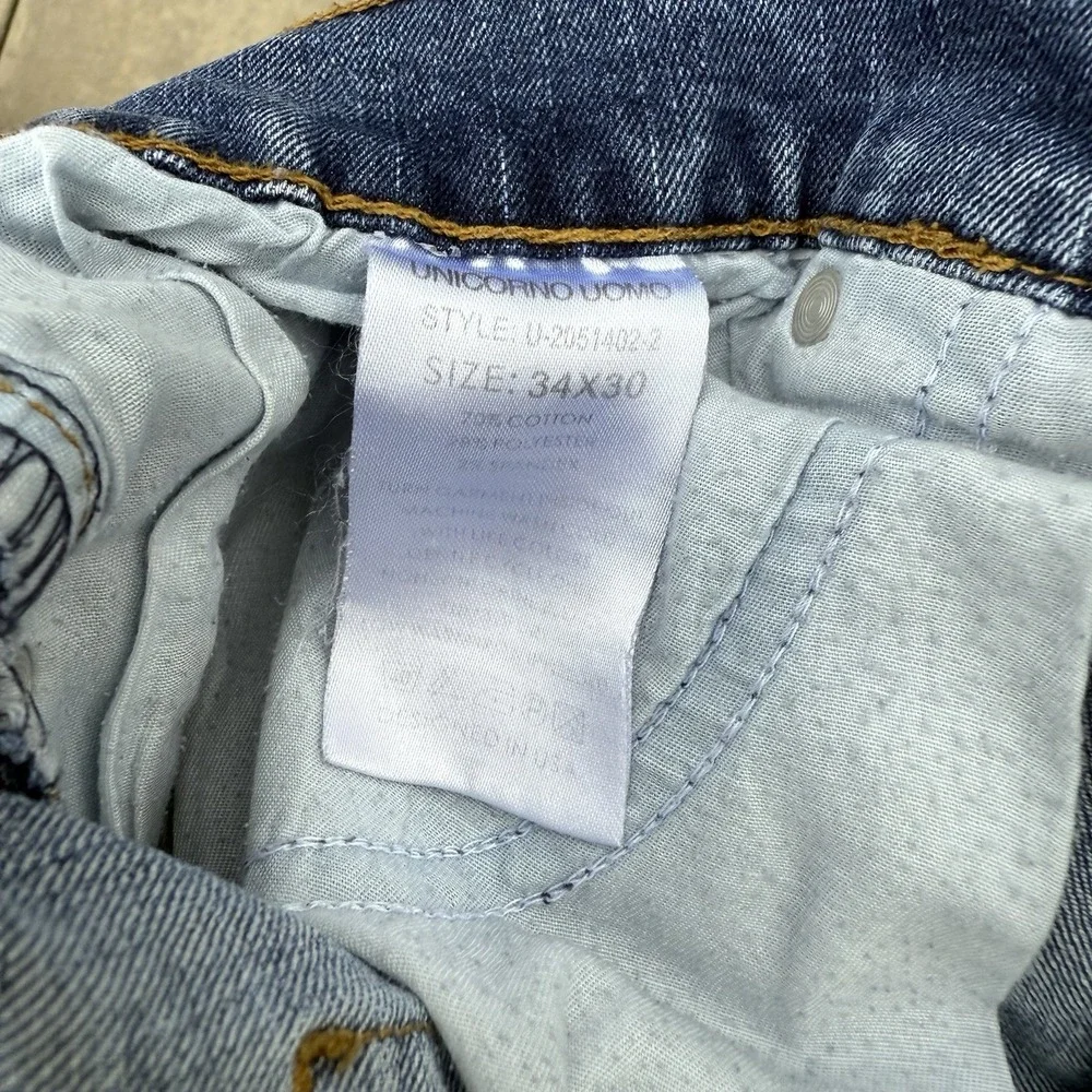Y2K Unicorno Uomo‎ Italia Jeans Mens 34x30 Blue Denim Straight Leg Made in Italy